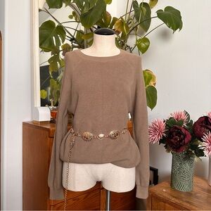 Zara Cozy Taupe Knit Long Sleeve Sweater